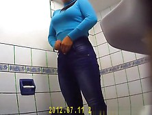 Girl With Glasses Takes A Pee