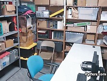 Blue eyed thief opens mouth for guards cock