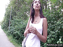 Wonderful Czech Black-Haired Inexperienced Has Public Sex