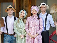 Busty Step Moms Pristine Edge & Penny Barber Swap And Bang Hard Their Amish Step Sons