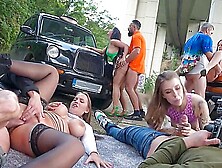 Hot Orgy With Depraved Chicks Right On The Street P2