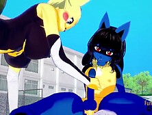 Pokemon Anime Furry Yiff 3D - Lucario x Pikachu rough