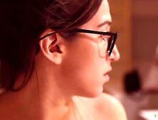 Natural big tit assistant and boss having dyke sex - April