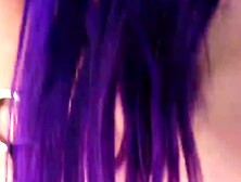 Blue-Haired Babe Delivers An Erotic Dance And Sensual Blowjob