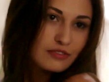 Lovely brunette cutie Demi Fray loves to tease herself in the kitchen