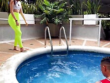 I TEMPT 2 OF MY STUDENTS IN THE CENTRE OF CLASS AND END UP SCREWING 'EM HARD IN THE POOL