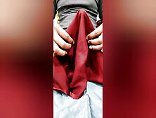 Satin Handjob - Dick Head Rub With Satin Silky Maroon Suit Of Nurse (84)