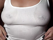 Playing With These Big Boobs With A Wet T-Shirt Before A Titsjob And Ending Handjob On Tits