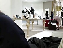 Thong Voyeur While Shopping For Shoe's