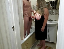 Older Milf Jerked Off His Dong In The Bathroom And Engaged In Anal Sex