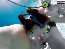 Super Cute Underwater Bitches Stripping and Masturbating