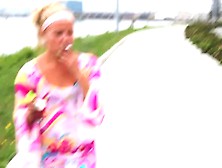 Ashley Retro Outfit Smoking By The Water. Mp4