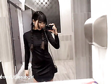 Hot Asian Soaks Busy Public Toilet