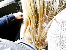 Blonde babe give handjob in a highly frequented parking lot next to the street :P - realy risky !