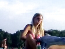 Hot blond puts a new top on