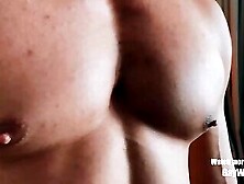 Hot Muscular Chest Of A Athelete Was Massaged
