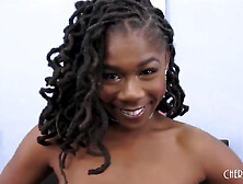 Hazel Grace - Busty Ebony Plays With Big Natural Tits And A Glass Dildo