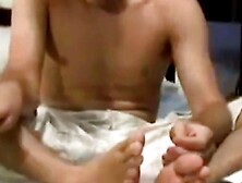 Fit Ethan Storm fucks powerful hand till massive cum explodes