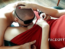 Chained slave sucks twat on the orders of mistress,  russian femdom cunnilingus,  female domination