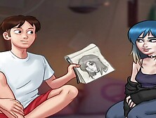 This 3D sex cartoon shows horny girl playing with hard cock