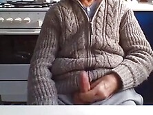 A very hot 73-year-old man from Poland cums in the kitchen