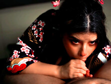 How cute do I look sucking cock in my new kimono from Anime Dakimakura Pillow?