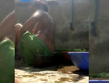 Elder step-sister's daughter bathes naked in bathtub in open bathroom of maternal uncle's house
