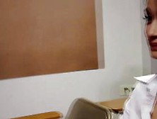 Highschool teen in uniform eats dick