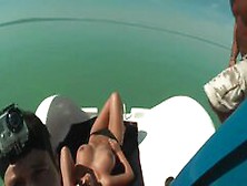 Hot Blonde Big Sexy Tits Threesome Sex On Pedal Boat