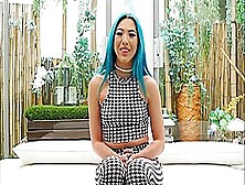 Blue haired slut fucks bbc