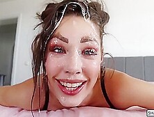 Sloppy Upside Down Red Lips Cocksucking - Blowjob