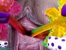 German Lesbian threesome Cervix play and peehole