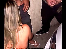 Dogging at the drive-in,  showing off to strangers and getting two cumshots in the mouth