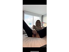 Horny Petite Blonde Rips Her Leggings To Fuck Herself