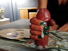 Facial Hand-job Visit to the Painter in the Art Gallery