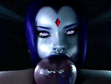 Mai Thigh Fucks a Cock While Slutty Chun-li Watches,  Tight Teen Raven Deepthroats a Cock