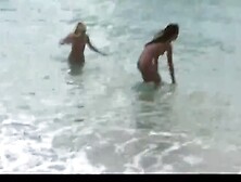 Nude Beach - Photoshoot 2 - Two Babes Peeing