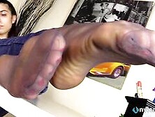 Tecla wearing nylons has feet in your face and shoeplay