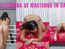 Mexican brunette masturbates alone at home