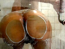 Curvy ebony tee babe Amathyst fucked doggy in the bathroom