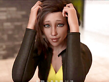 Brunette teacher with big tits and a big ass shows off her backside