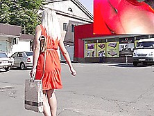 Hawt Blond In Real Street Upskirt Vid