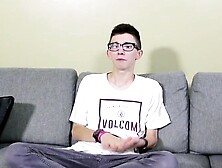 Twink With Glasses Interviewed Before Jerking Himself Off