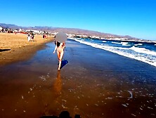 Public nudity walking in nature's garb on the beach Amateur MiaAmahl