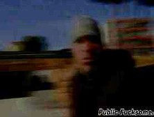 Babe gets public cumshot