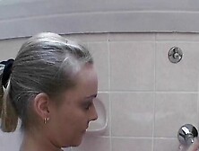 Outstanding German blonde getting her trimmed twat covered in cum