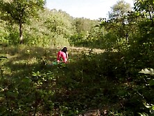 Peeping Pervert Caught By Taskmaster Yoga Gal And Drilled Right In The Woods