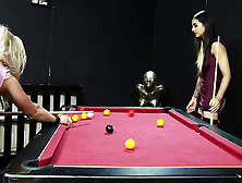 Dee Williams gets horny seeing her housekeeper Scarlett Sage bending over. The milf pulls her pants down, fingers her pussy while