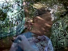 Outdoor 3some fuck for hot brunette hair