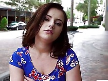 Brunette Pretty Teen Karlie Brooks Flasher Her Tits In Public